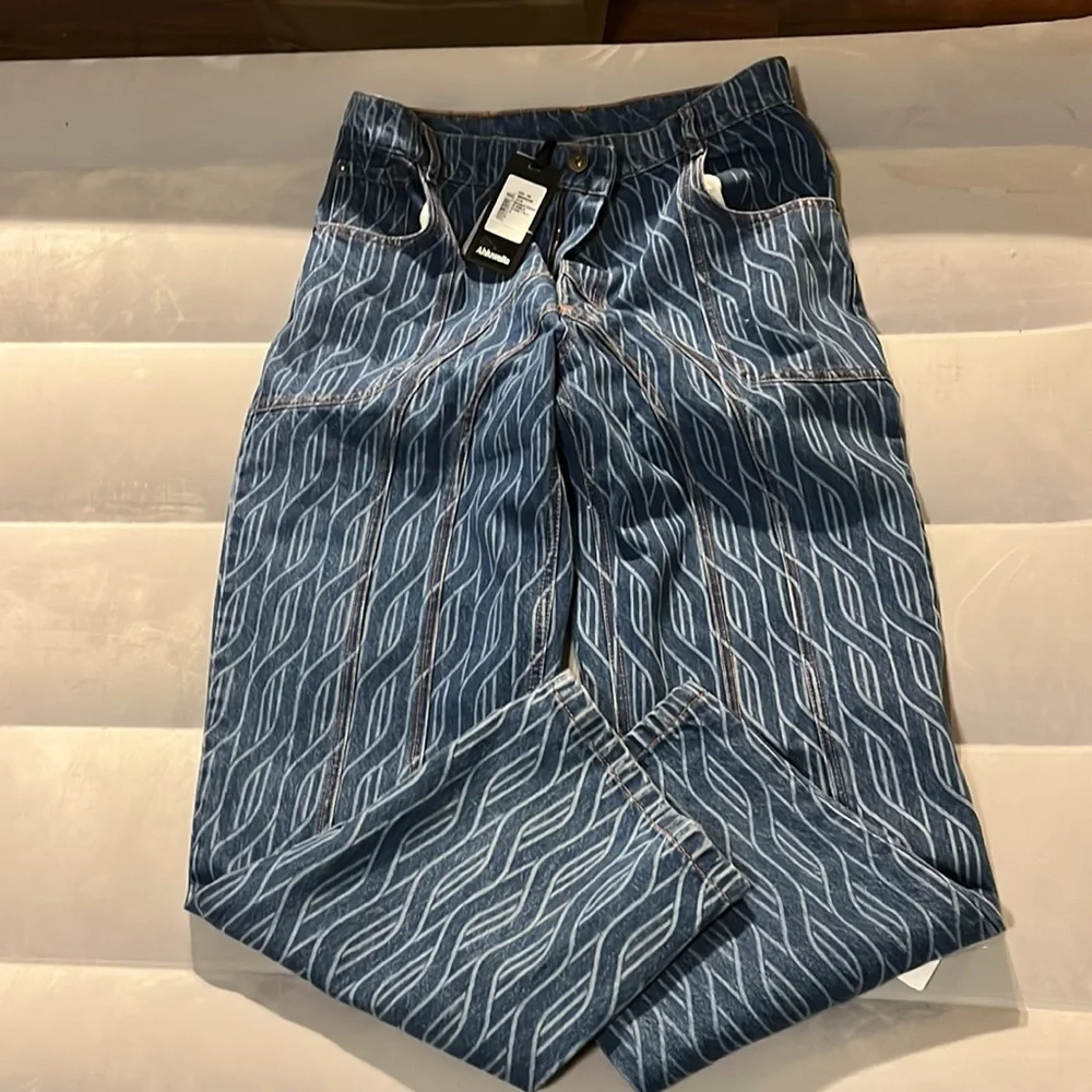 $400 Ahluwalia Size S(30”) Low Rise Baggy Loose Fit Laser Jeans NWT - Picture 5 of 9